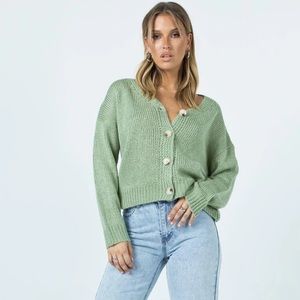 PRINCESS POLLY - SAMMIE OVERSIZED CARDIGAN GREEN - S/M